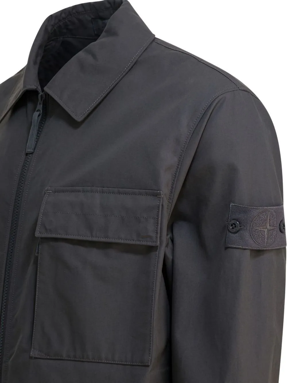 Collared Logo Patch Zip-Up Jacket