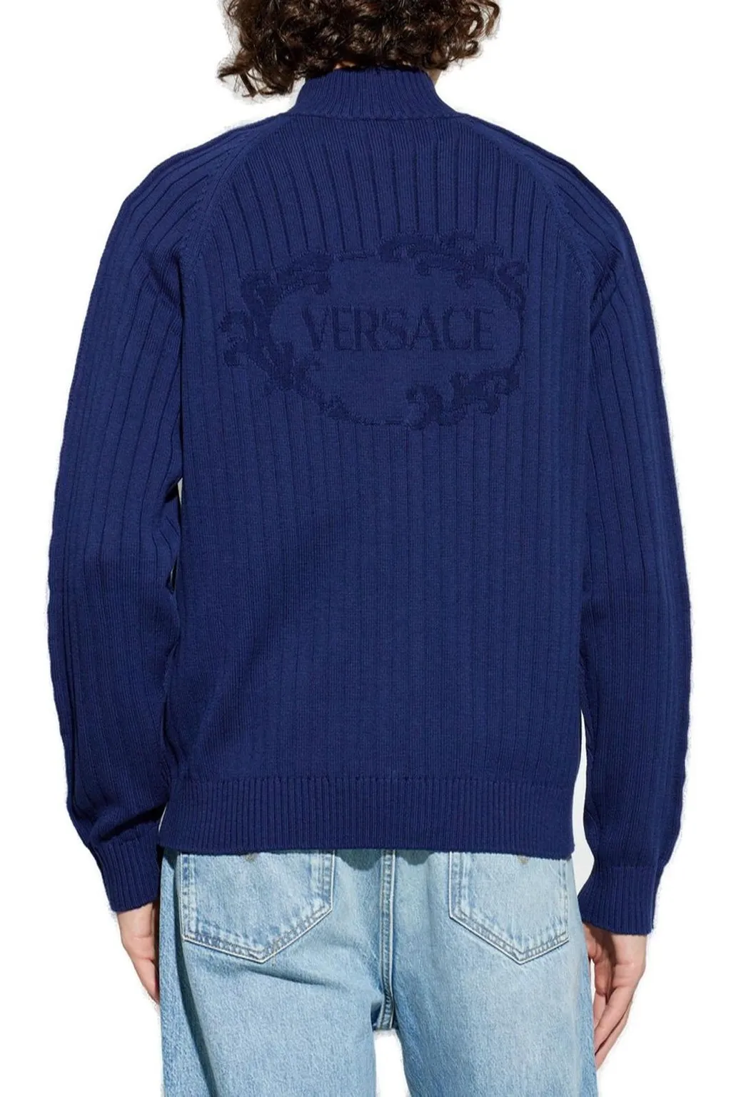 Stand-Up Collar Zipped Cardigan
