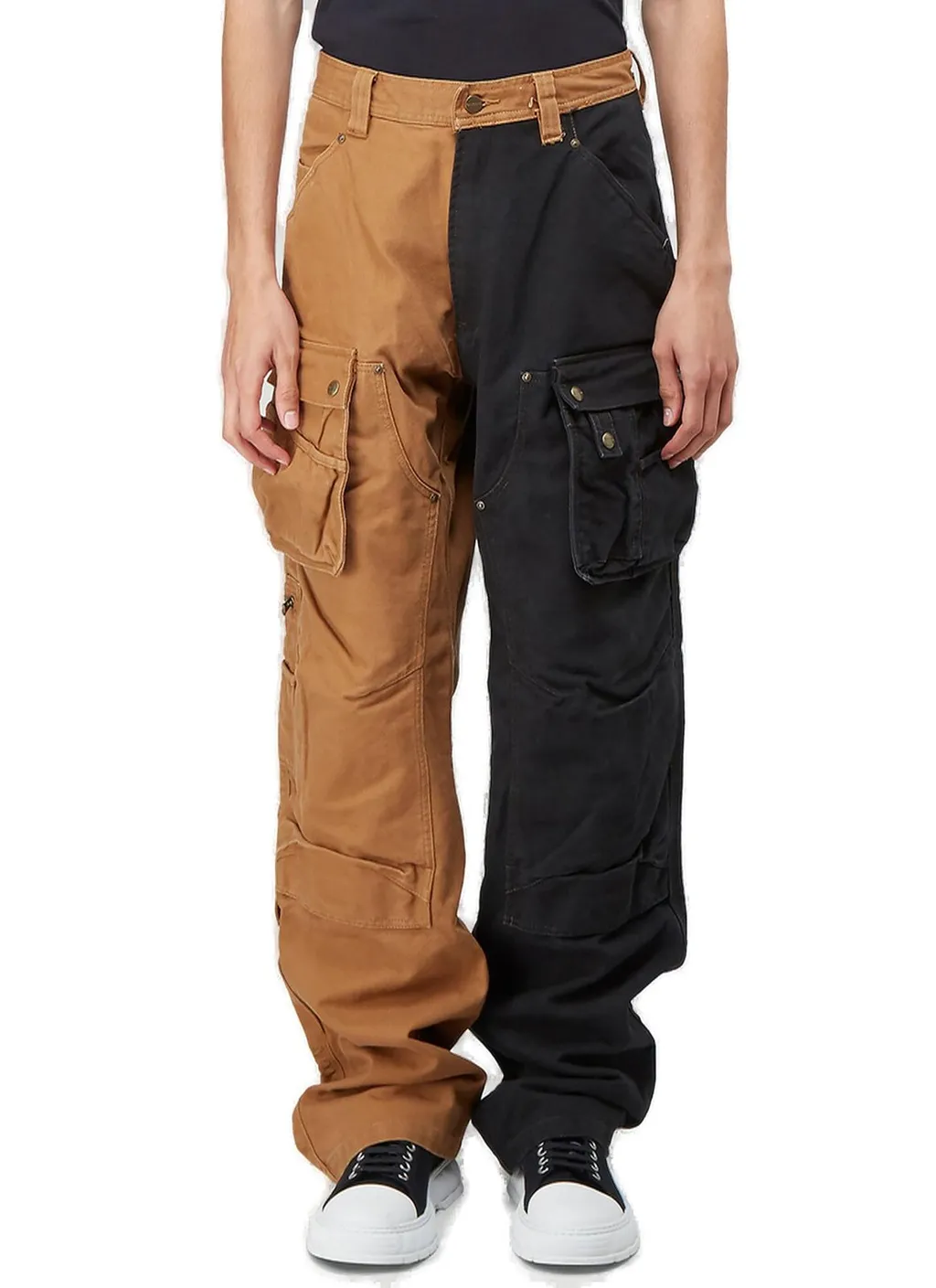 Two-Toned Straight-Leg Cargo Pants