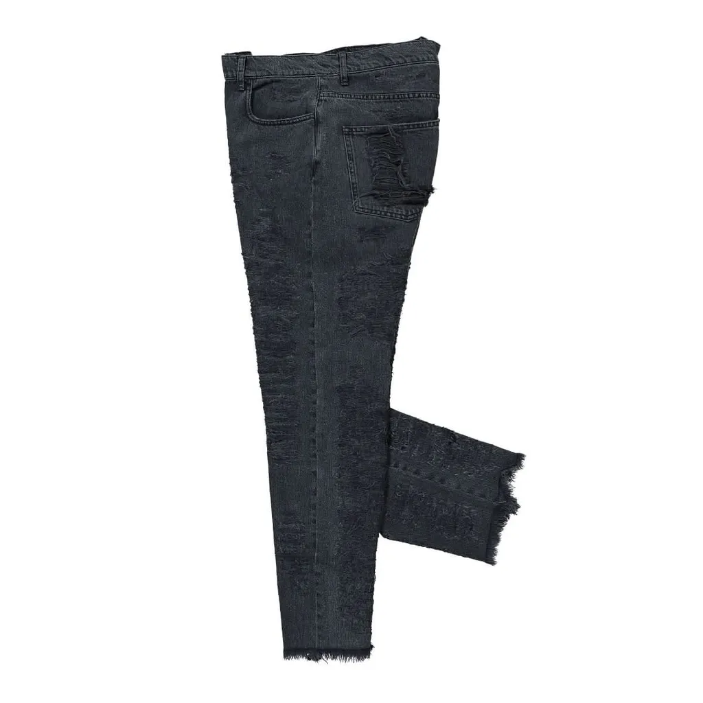 Straight-Leg Frayed-Hem Distressed Jeans
