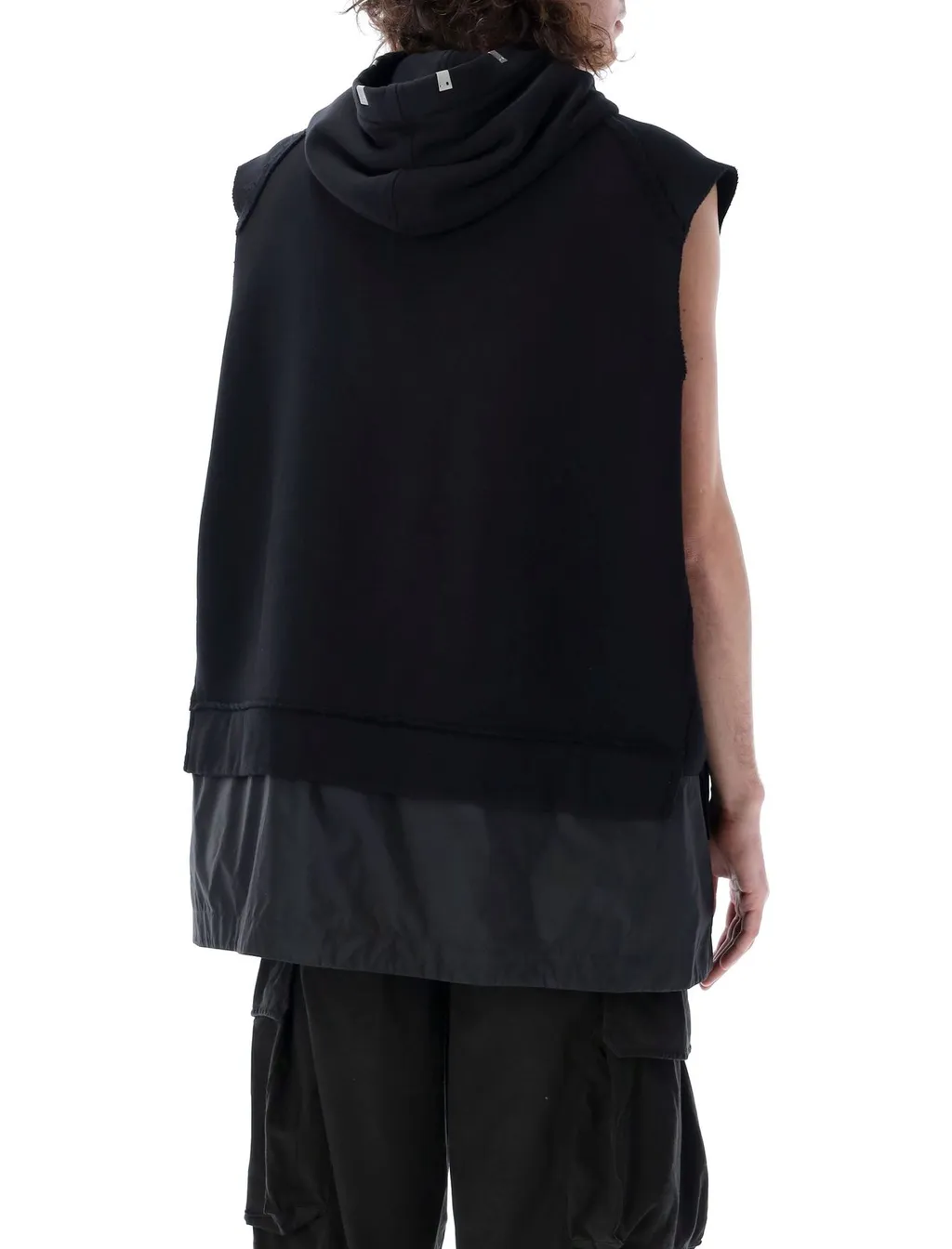 Half-Zip Drawstring Sleeveless Hoodie