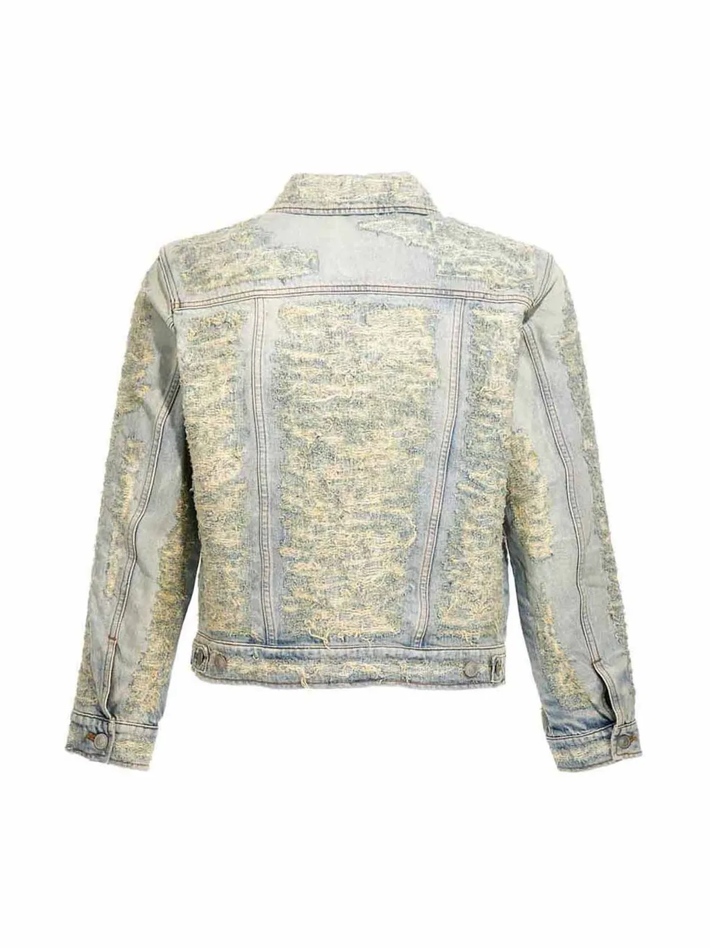 Distressed Long-Sleeved Denim Jacket