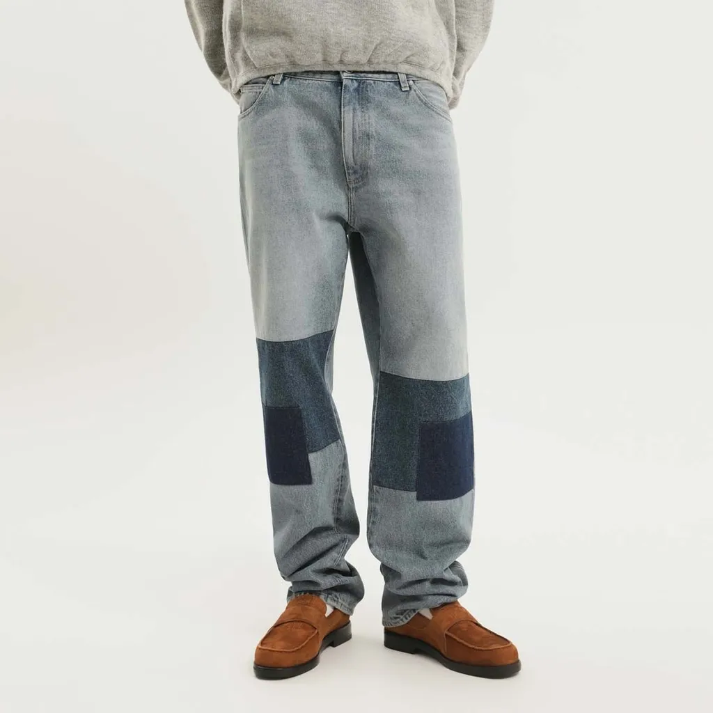Patchwork Straight-Leg Jeans