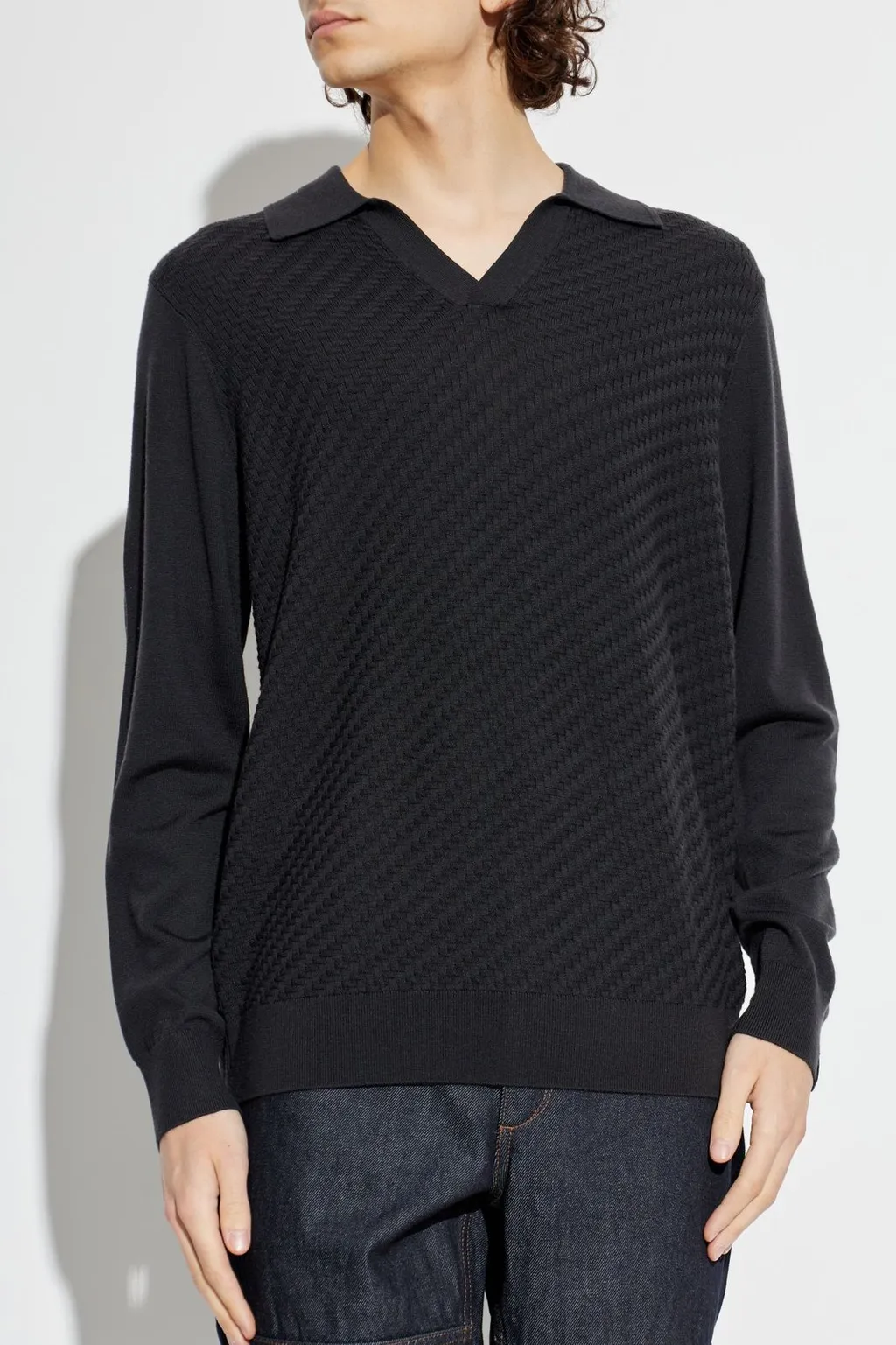 V-Neck Knitted Polo Top