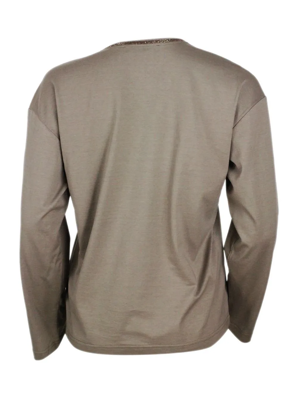 Embellished Neck Long Sleeved T-Shirt