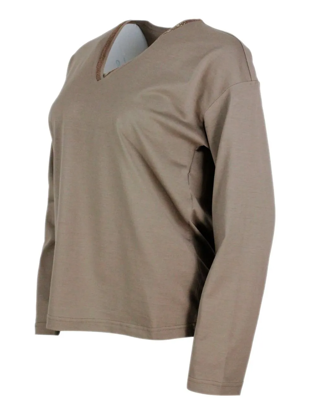Embellished Neck Long Sleeved T-Shirt