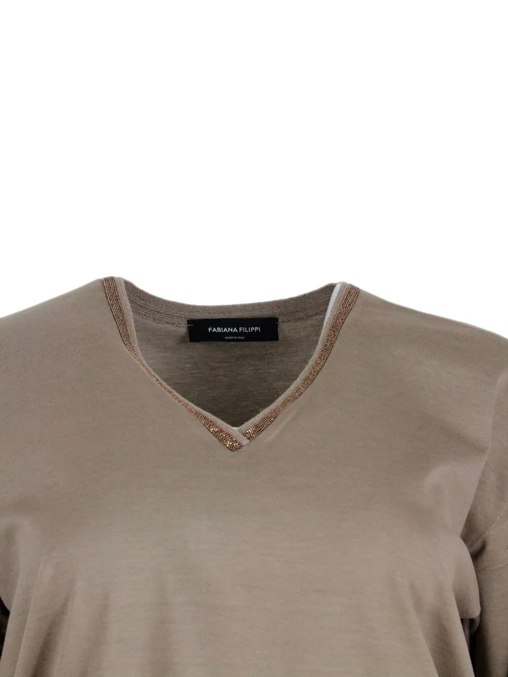 Embellished Neck Long Sleeved T-Shirt