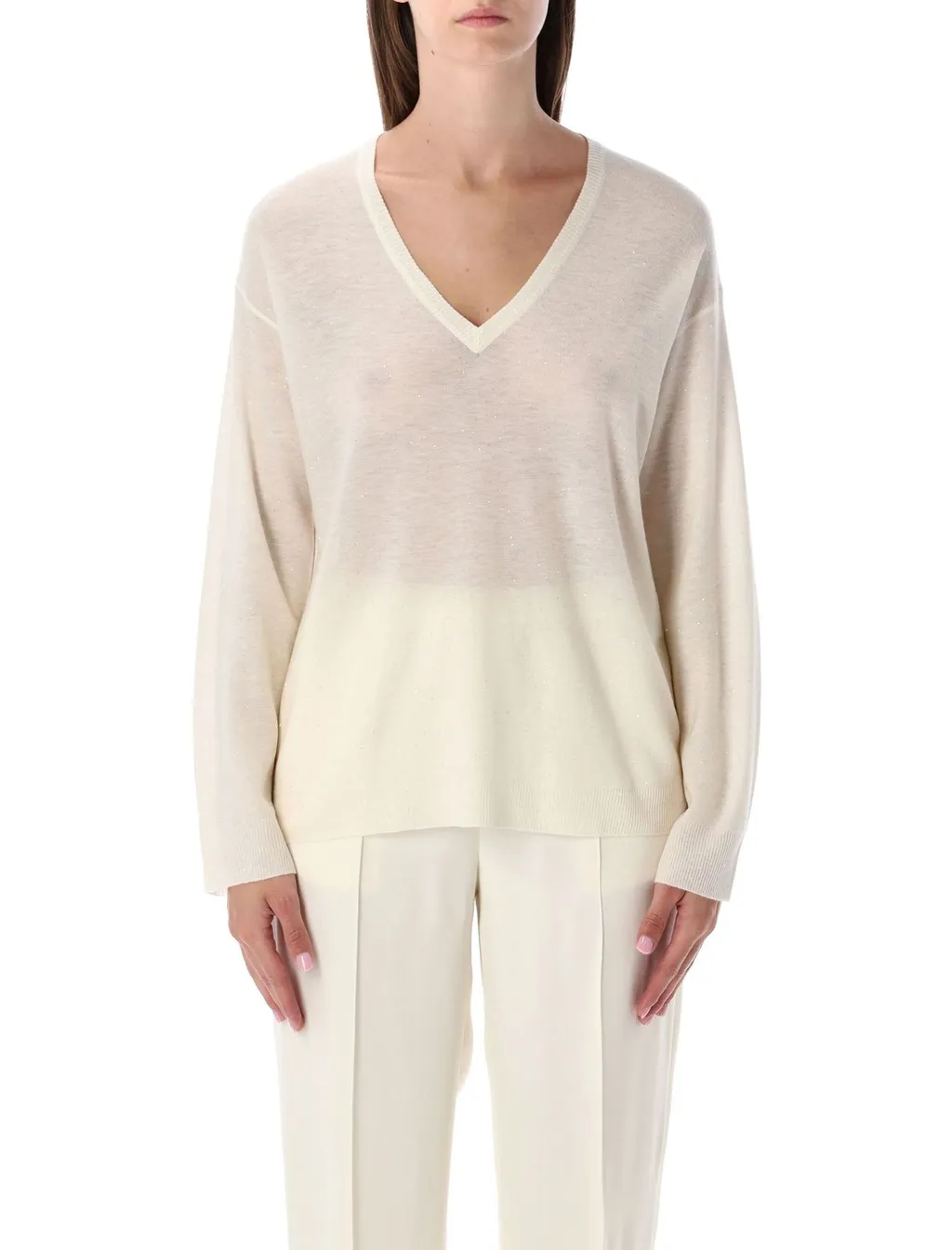 Sequin Embellished V-Neck Jumper