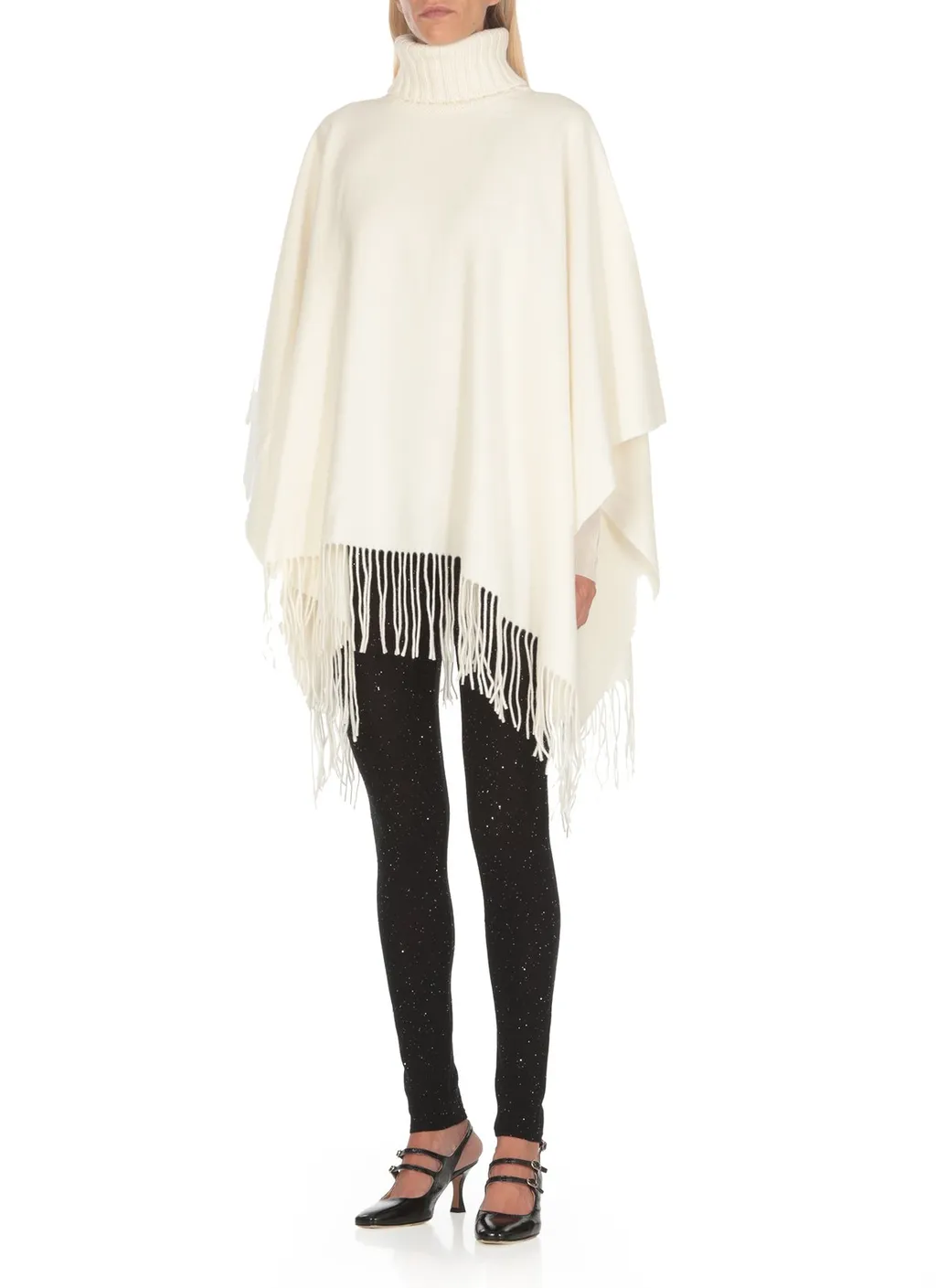 Platinum Fringed Knitted Cape