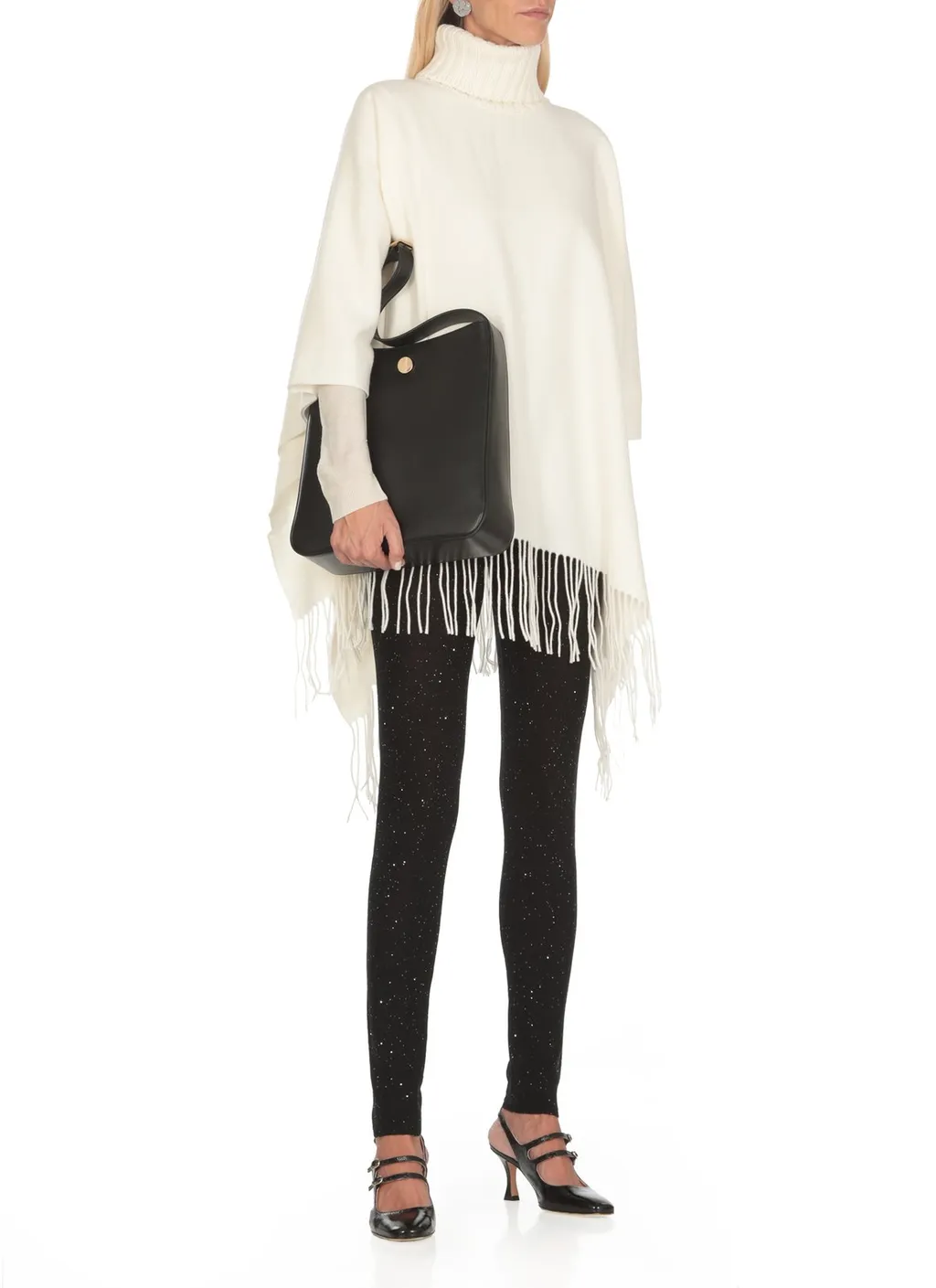 Platinum Fringed Knitted Cape