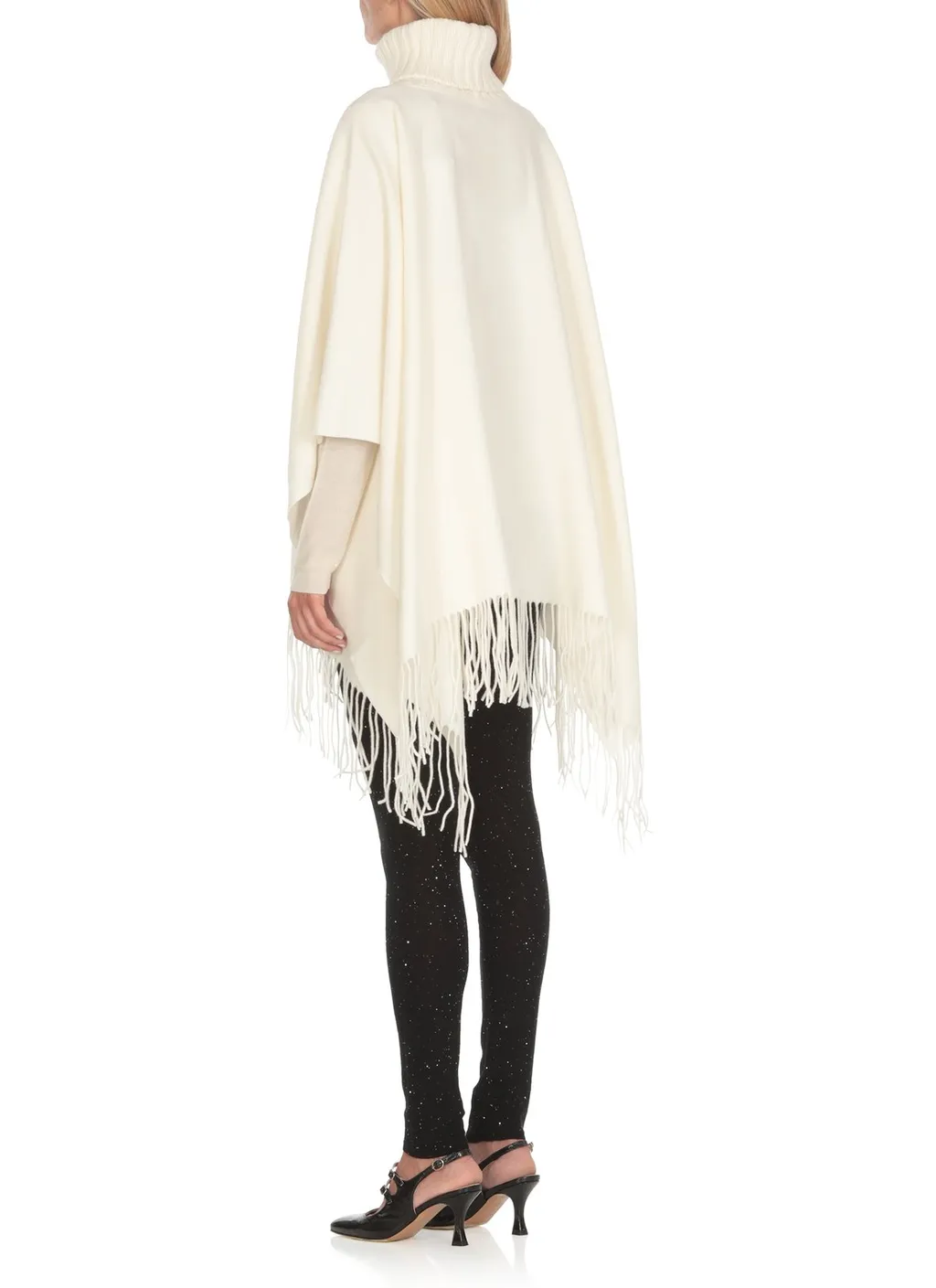 Platinum Fringed Knitted Cape
