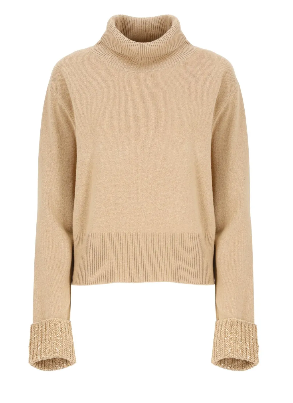 Roll-Neck Embellished Knitted Jumper