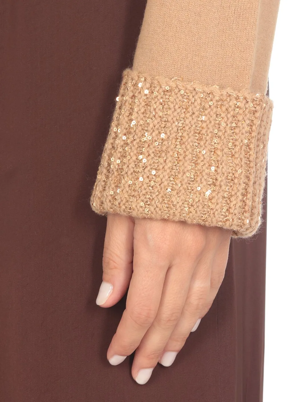 Roll-Neck Embellished Knitted Jumper