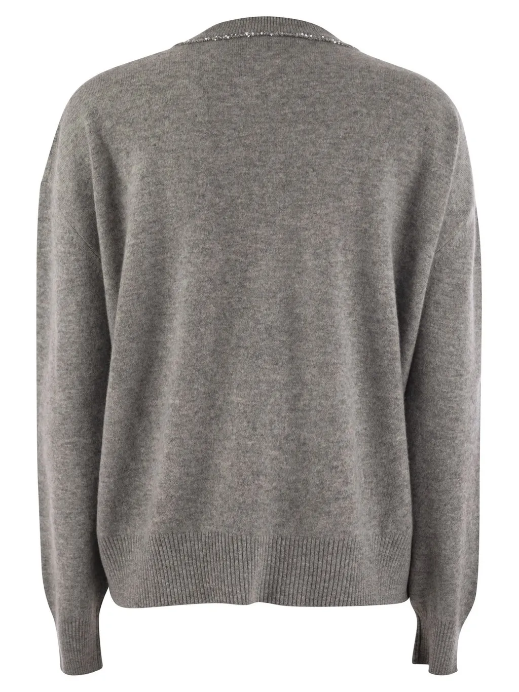 Sequin-Embellished V-Neck Knitted Jumper
