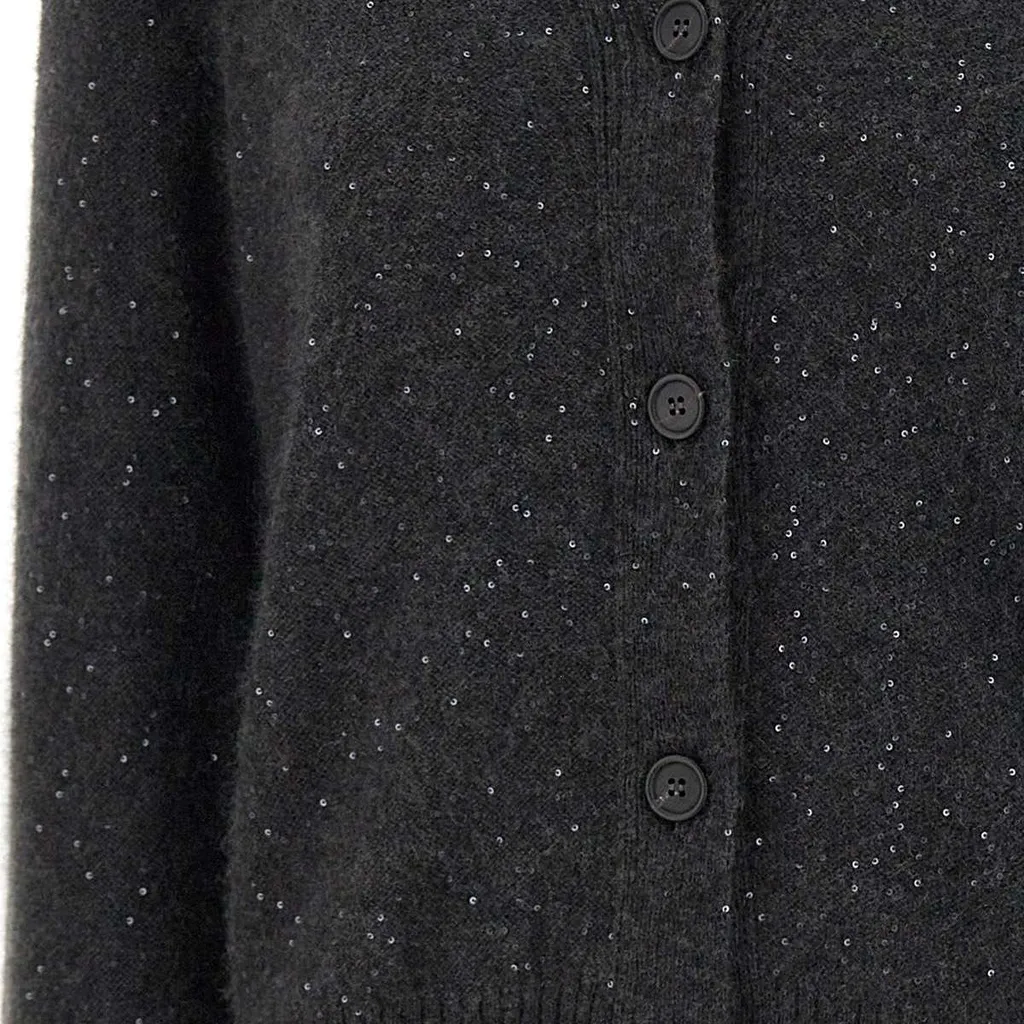 V-Neck Embellished Knitted Cardigan