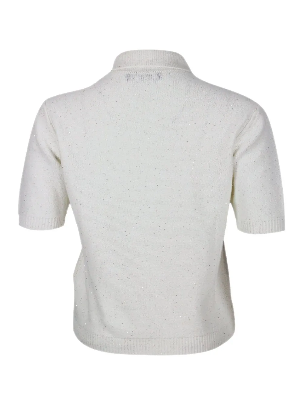 Sequin Short Sleeved Polo Collar Jumper
