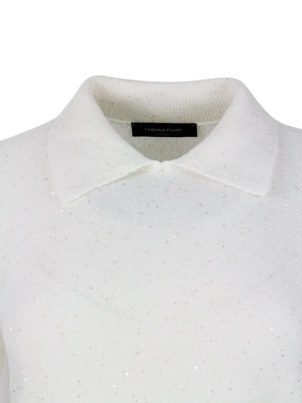 Sequin Short Sleeved Polo Collar Jumper