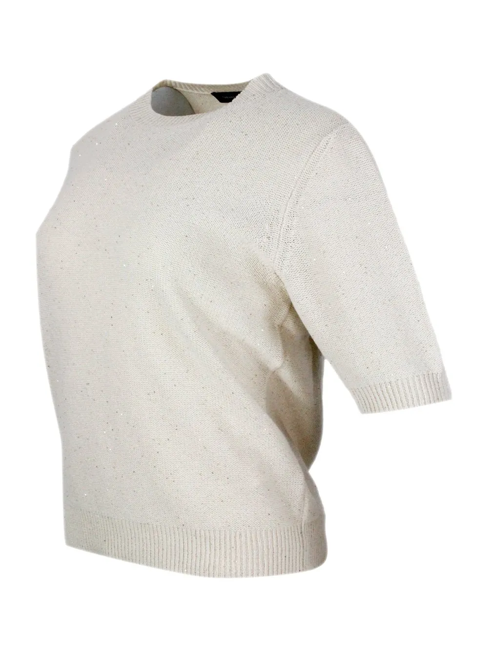 Sequinned Short Sleeved Crewneck Jumper