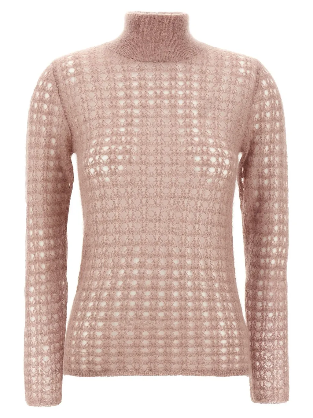 Crochet-Knit High-Neck Jumper
