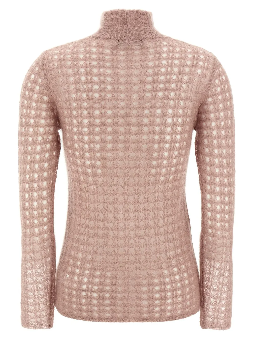 Crochet-Knit High-Neck Jumper