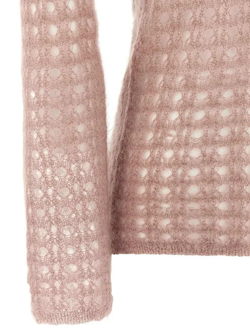 Crochet-Knit High-Neck Jumper