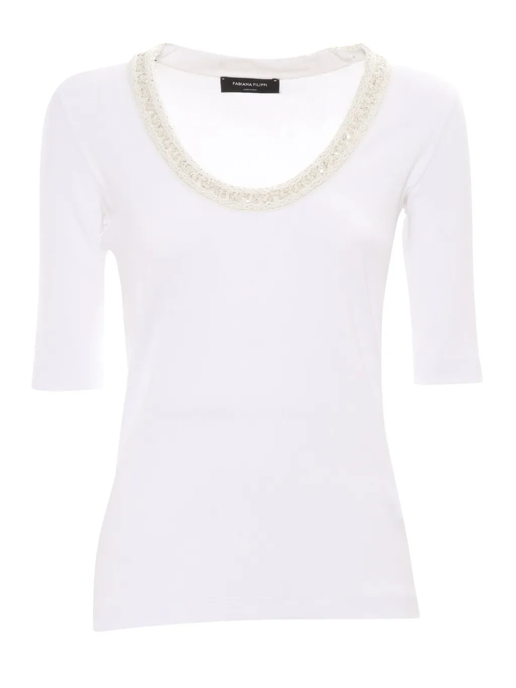 U-Shaped Neckline Jersey T-Shirt