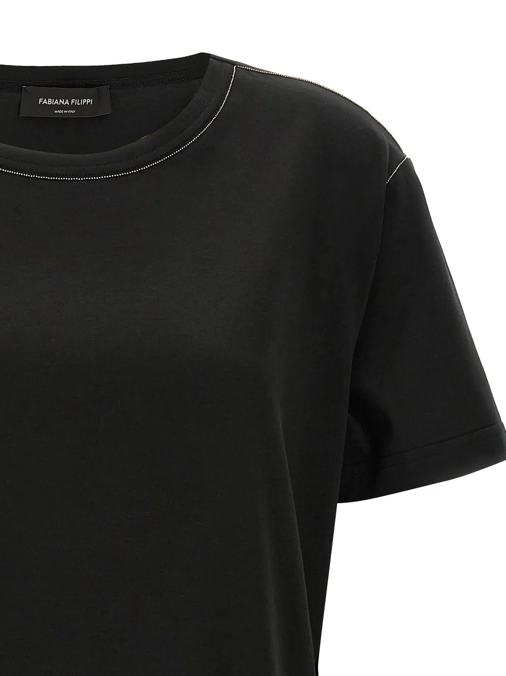 Filo Diamante Detailed Short Sleeved Basic T-Shirt