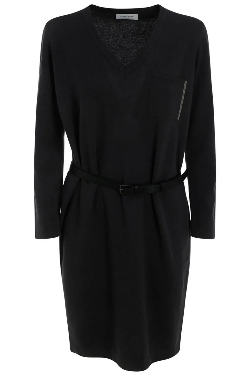 Belted V-Neck Dress