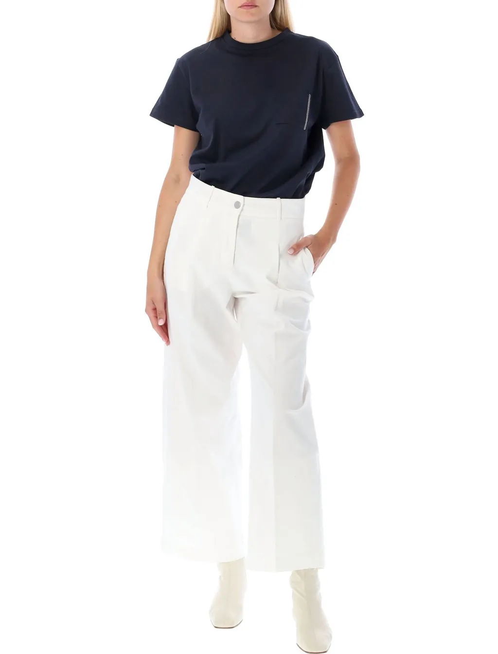 Wide-Leg Cropped Trousers