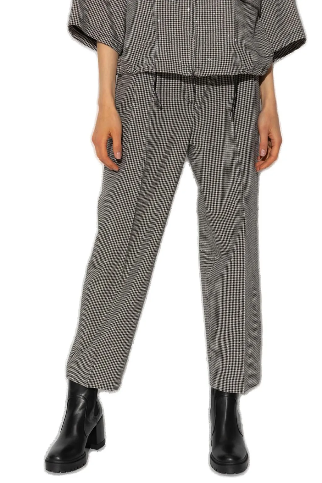 Tapered-Leg Checked Trousers