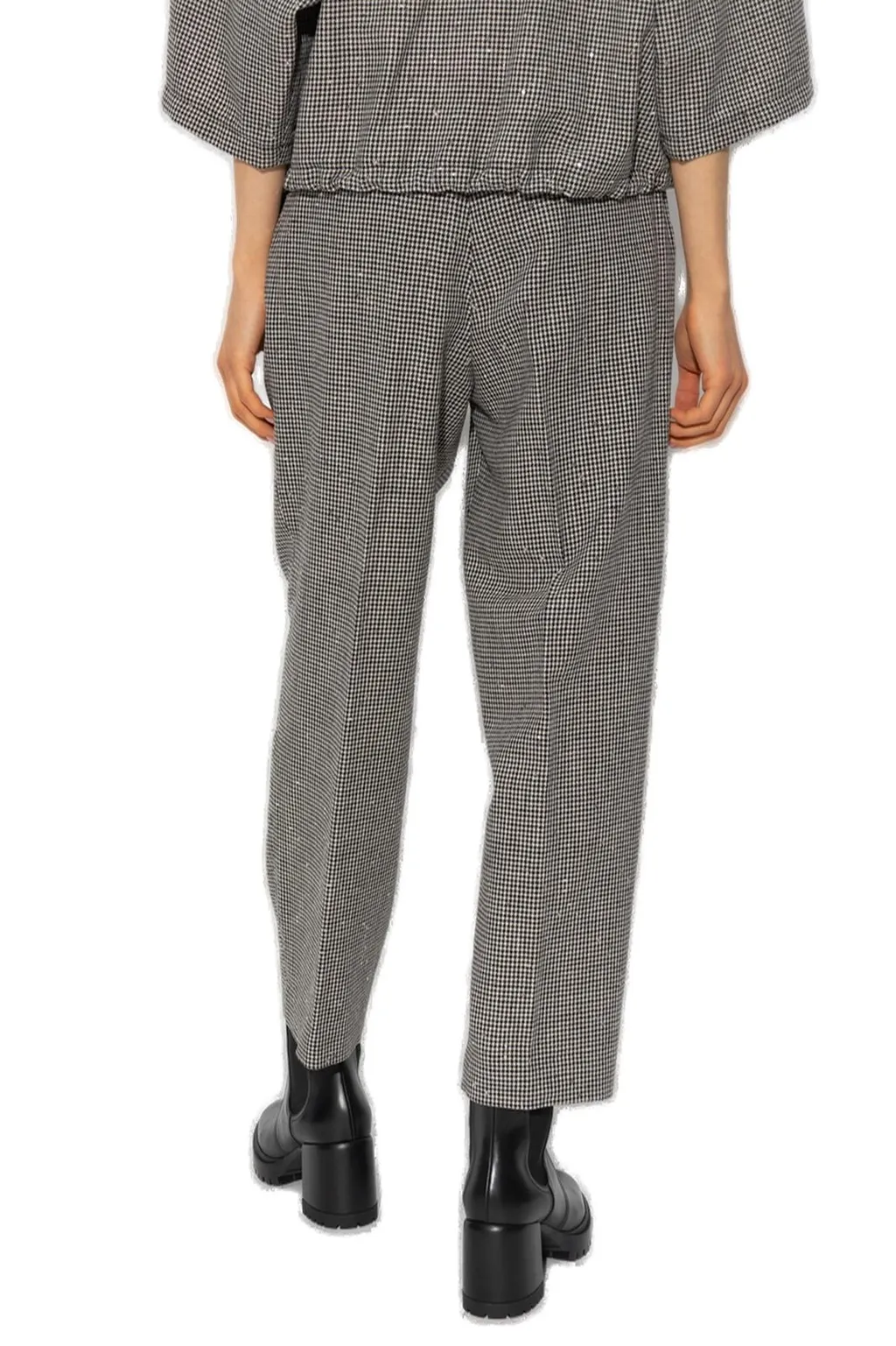 Tapered-Leg Checked Trousers