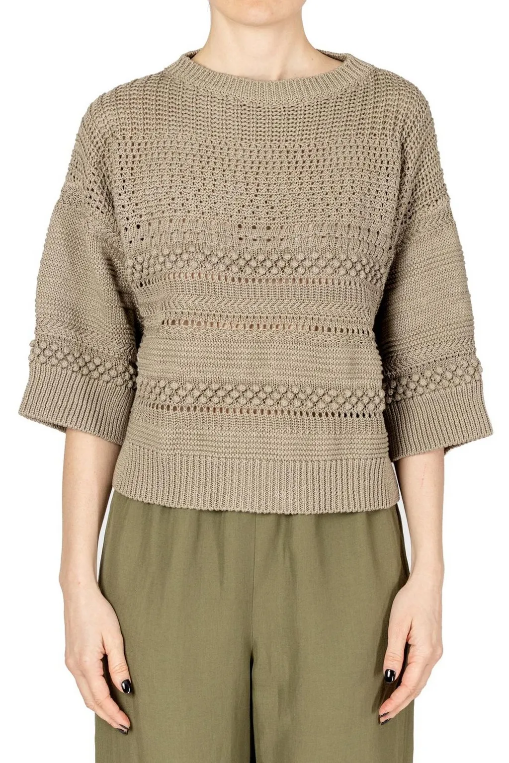 Open-Knit Cropped Jumper