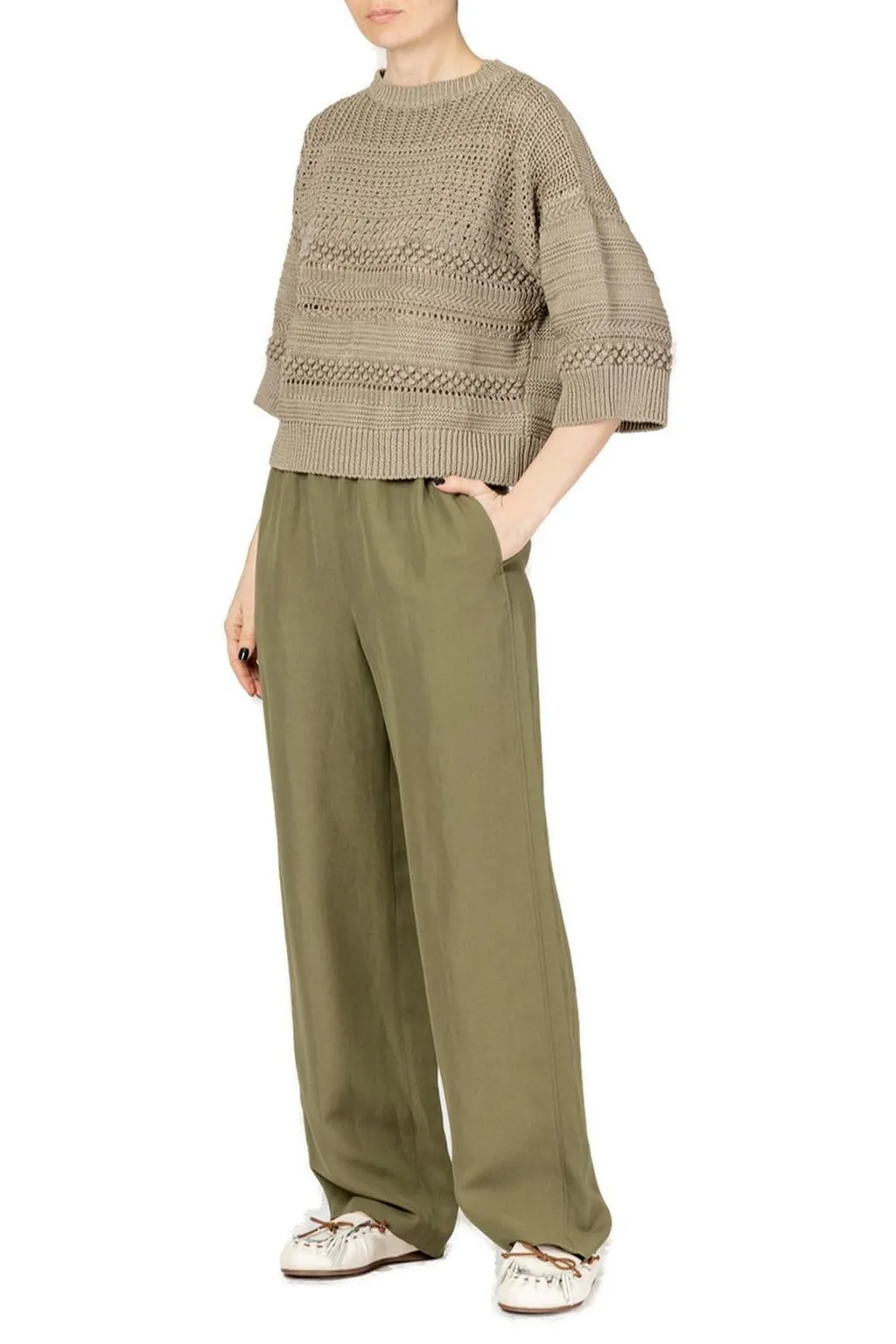 Open-Knit Cropped Jumper