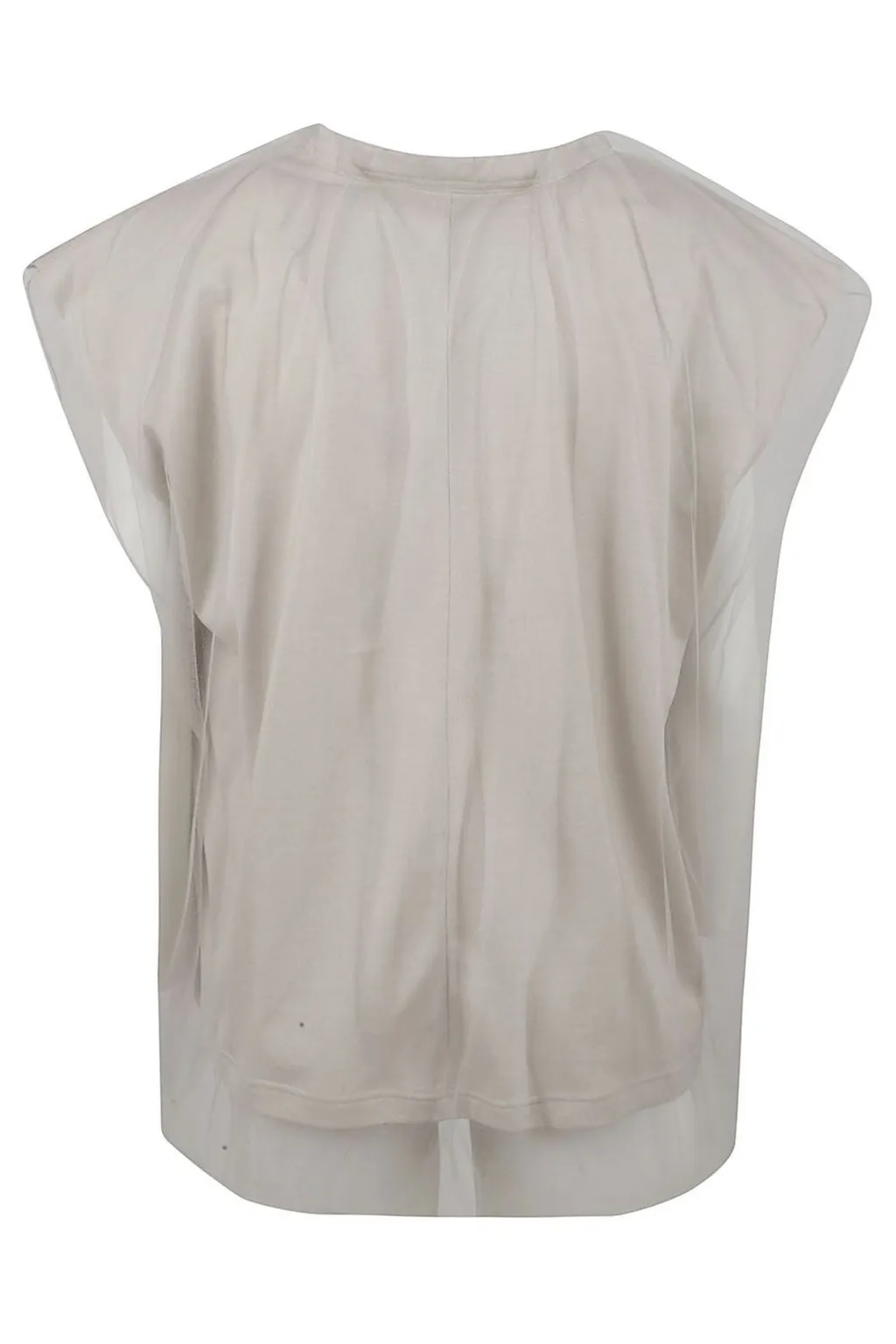 Sheer Overlay Cap-Sleeved T-Shirt
