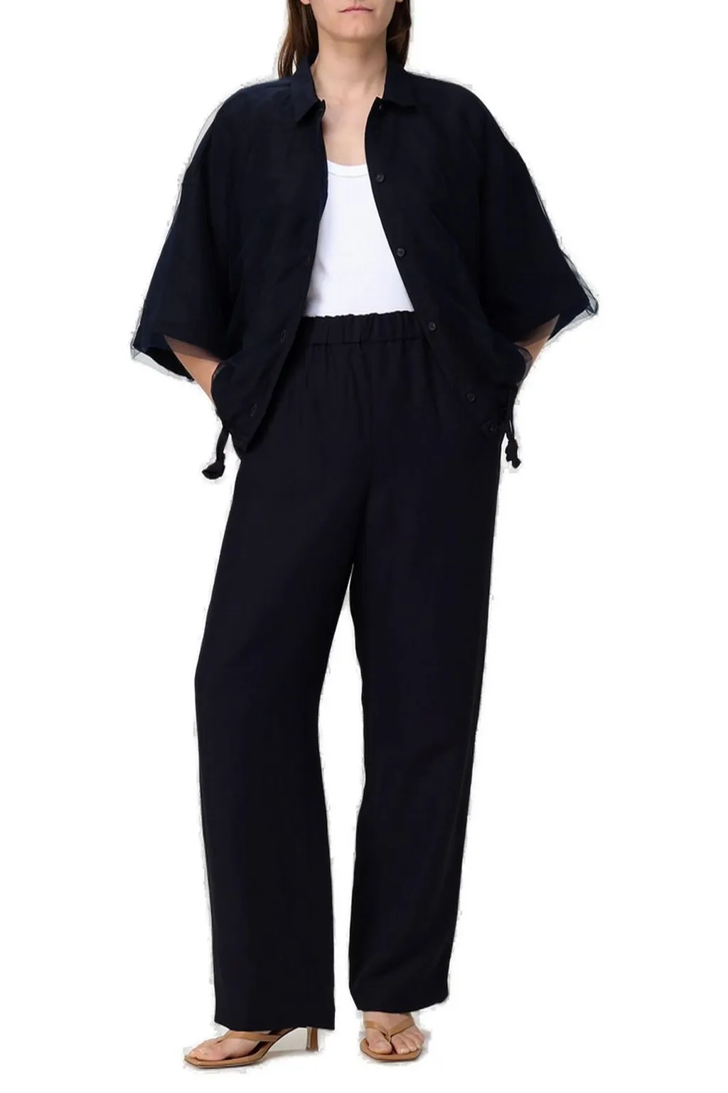 Drawstring Cropped Shirt