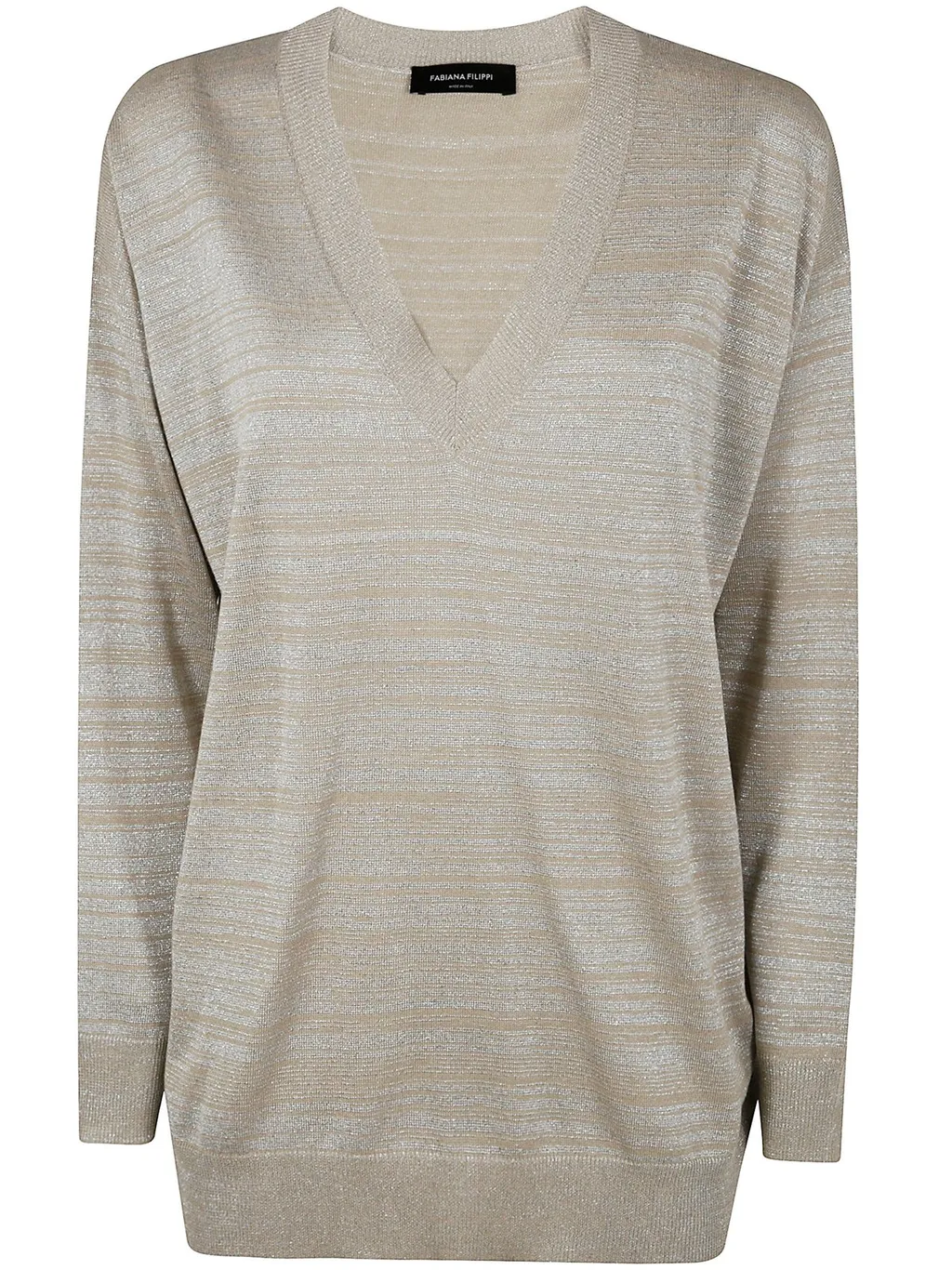 V-Neck Metallic-Threading Jumper