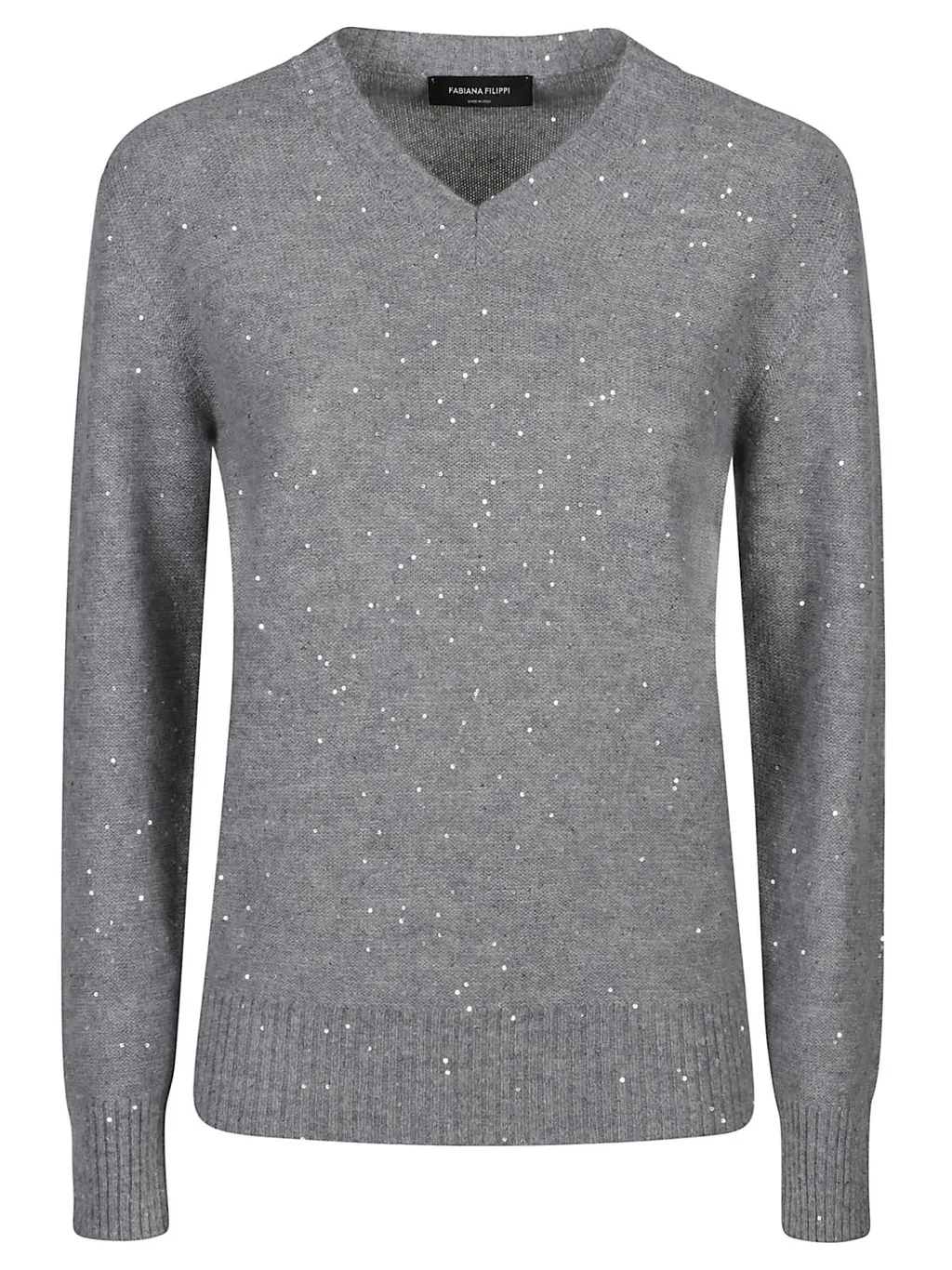 Sequin-Embellished V-Neck Jumper
