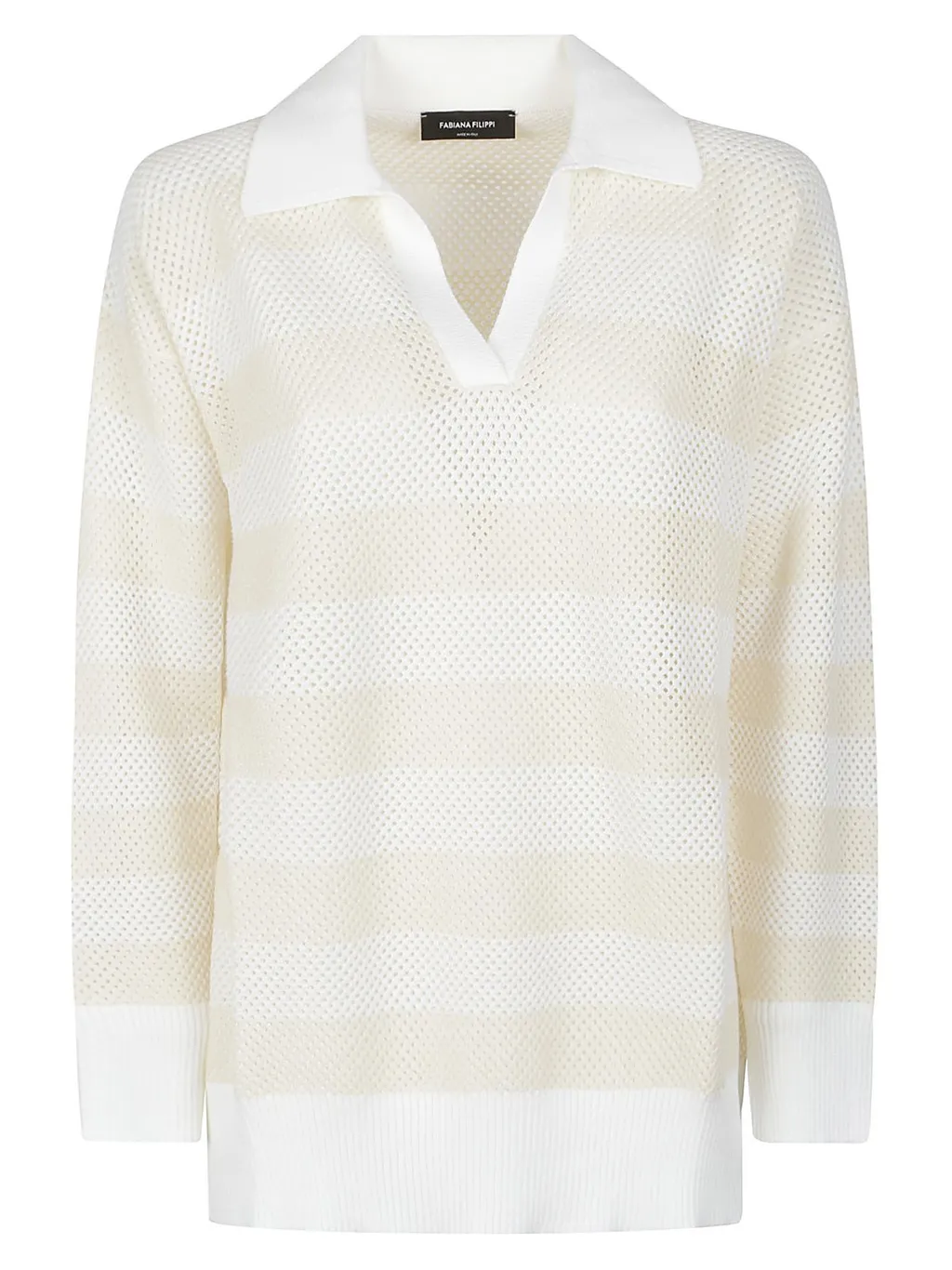 V-Neck Striped Polo Jumper