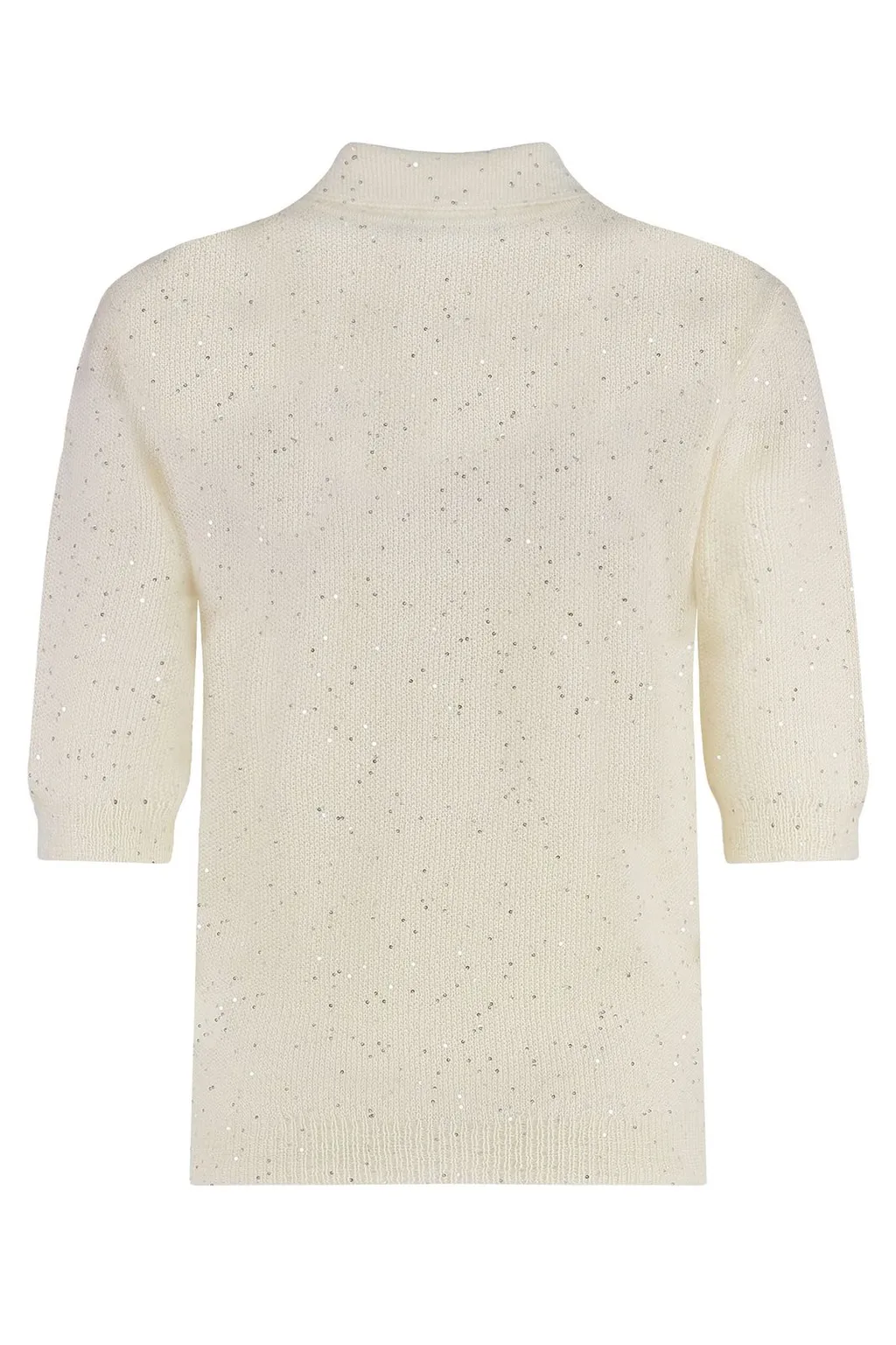 Sequin Short-Sleeved Polo Collar Jumper