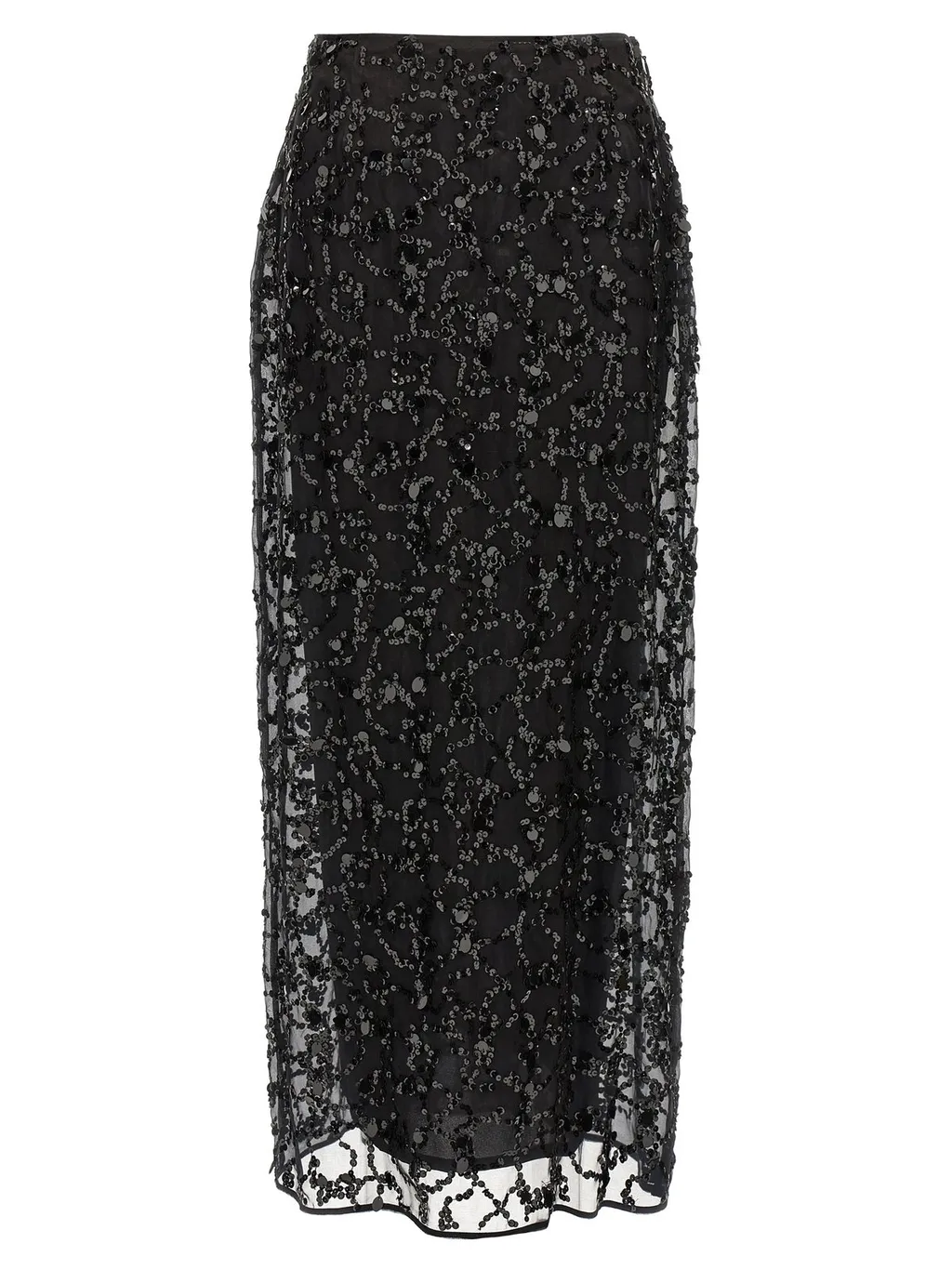 Sequin Embroidered Organza Pencil Skirt