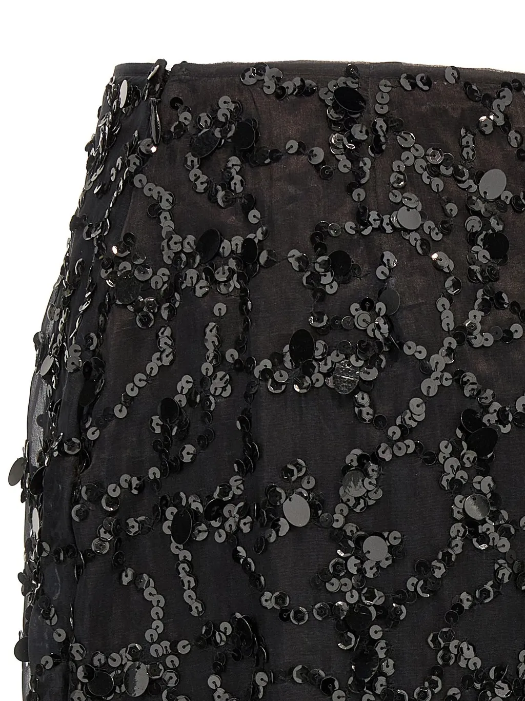 Sequin Embroidered Organza Pencil Skirt