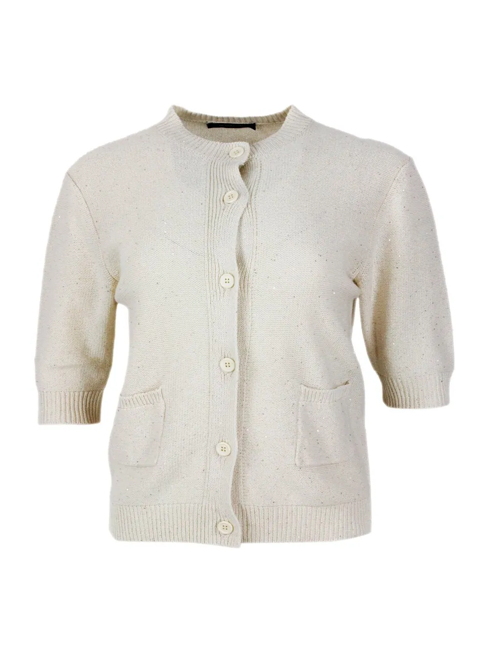 Sequin Crewneck 3/4 Sleeved Cardigan