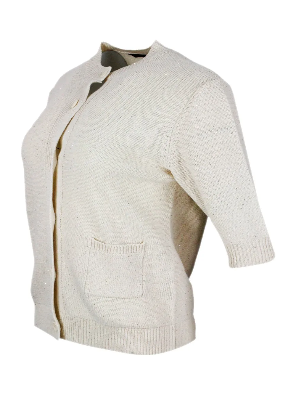 Sequin Crewneck 3/4 Sleeved Cardigan