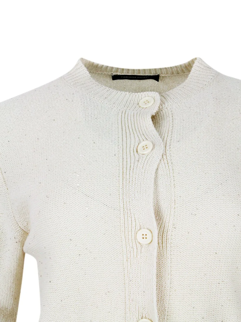 Sequin Crewneck 3/4 Sleeved Cardigan