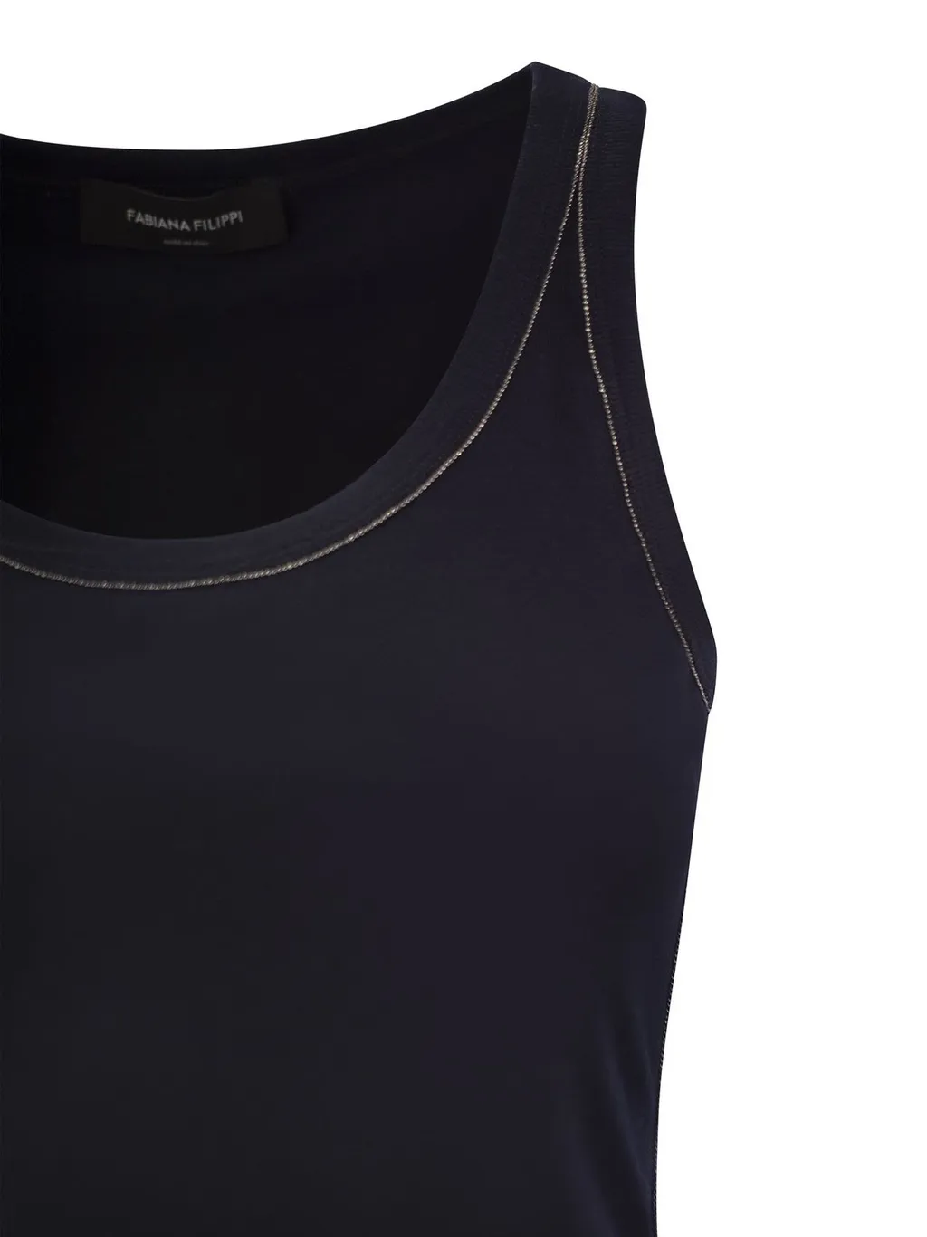 Bead Embellished Ribbed Tank Top