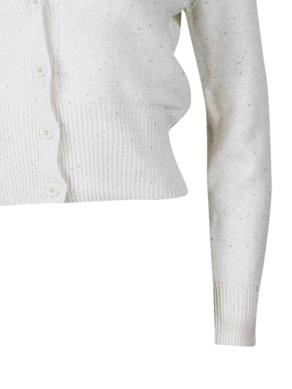 Sequin-Embellished V-Neck Cardigan
