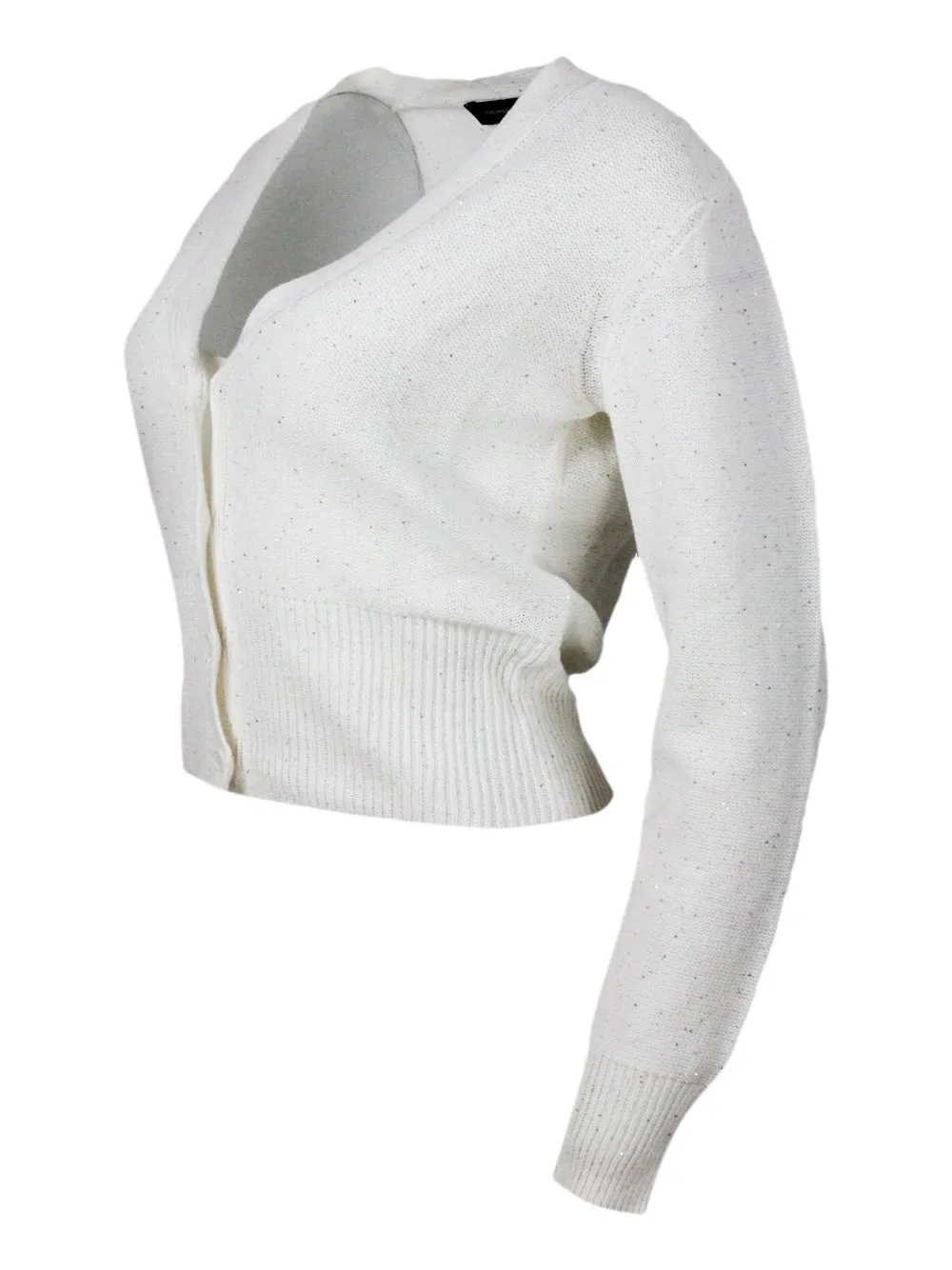 Sequin-Embellished V-Neck Cardigan