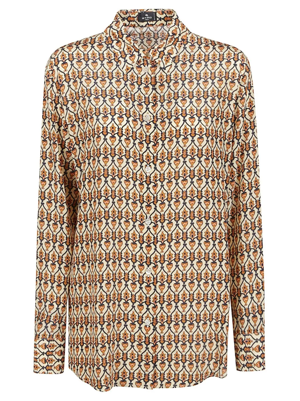 Graphic Printed Curved Hem Shirt