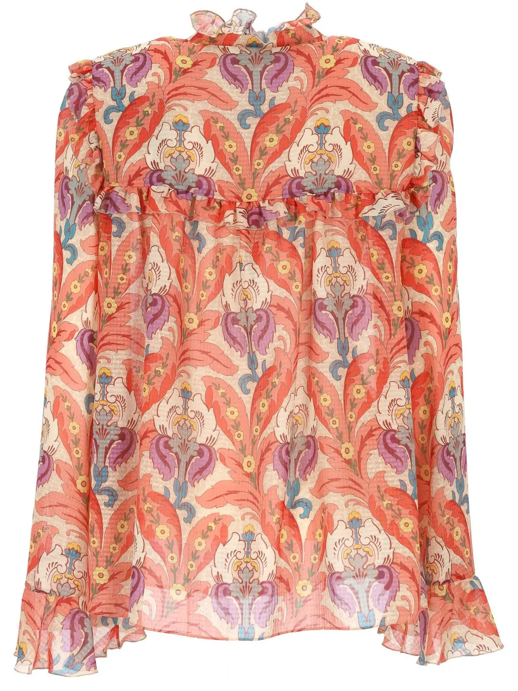 Floral Printed Ruffled Shirt