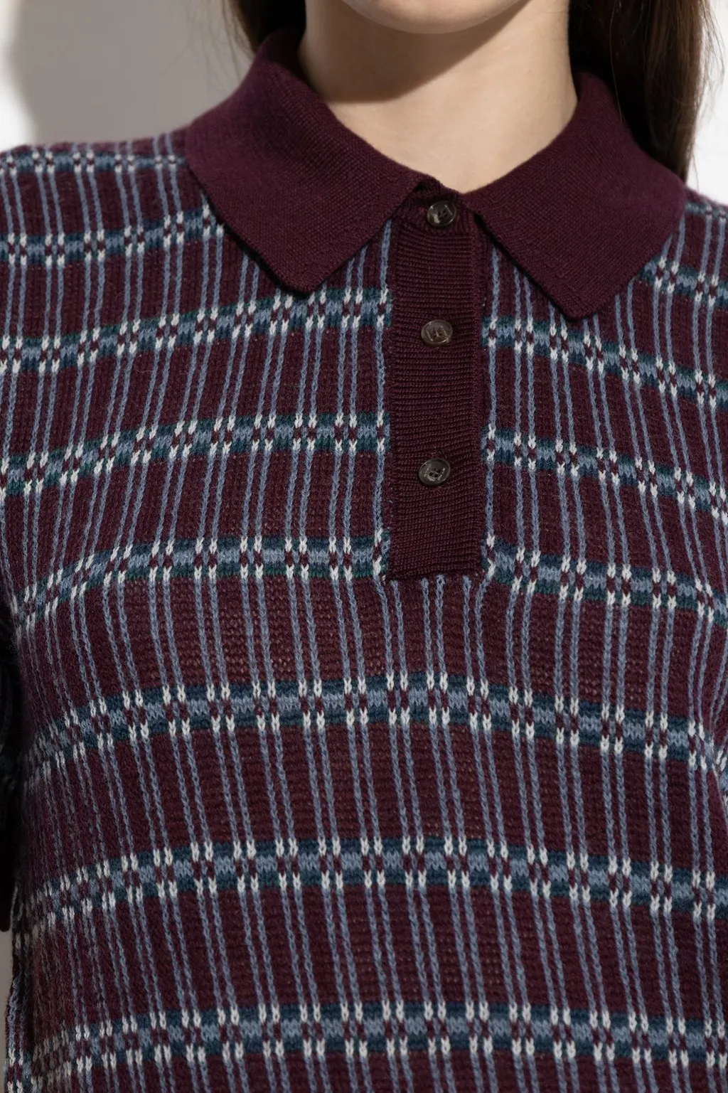 Short Sleeved Striped Knitted Polo Shirt